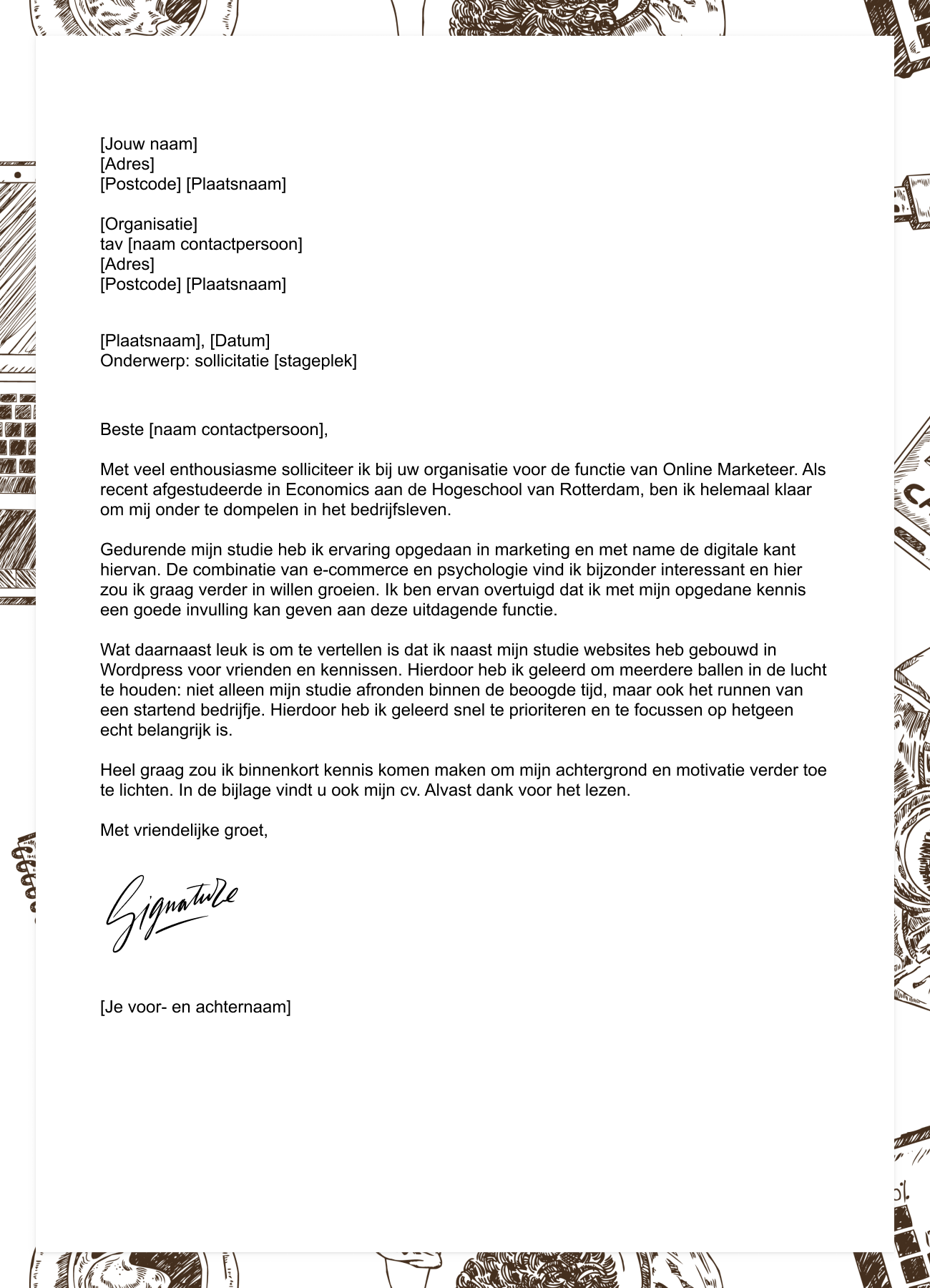 motivatiebrief voorbeeld student