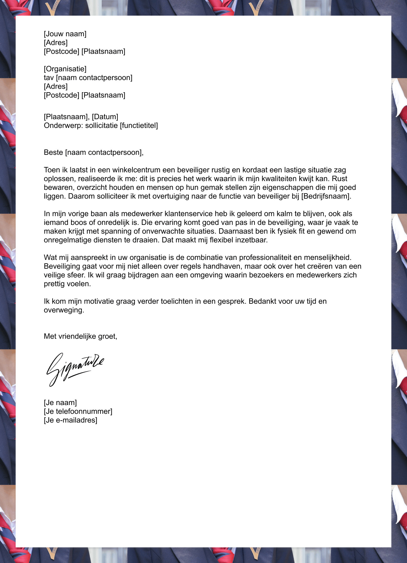 motivatiebrief beveiliger
